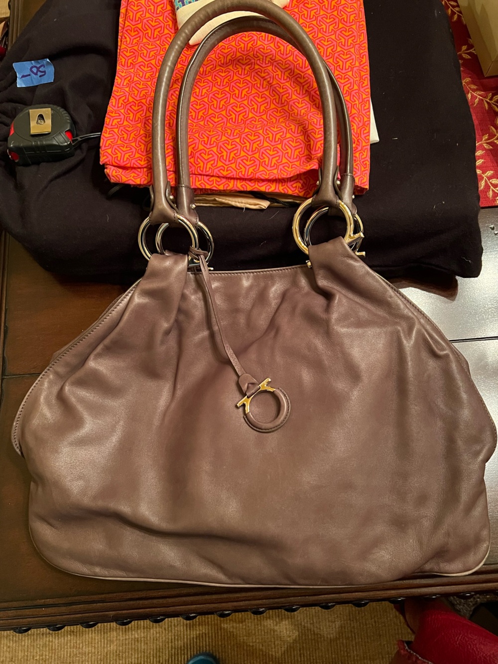 Authentic Salvatore Ferragamo Leather Shoulder Bag